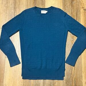 Pact Ribbed Knit Oversized Sweater Small Organic Cotton Blue Minimalist Preppy